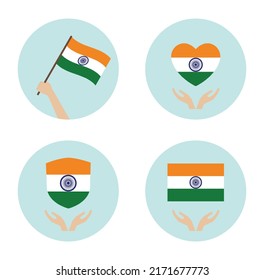 India national flag and heart icon in hand