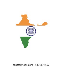 India national flag with its map in background