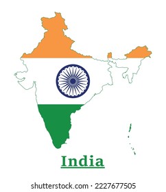 India National Flag Map Design, Illustration Of India Country Flag Inside The Map