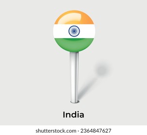 India national flag map marker pin icon illustration