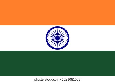 Bandera nacional de la India - Ilustración vectorial oficial de la bandera nacional de la India. Perfecto para proyectos que celebran la cultura, el patrimonio y el orgullo nacional de la India