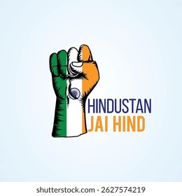 India national flag pattern on leader's fist isolated on background