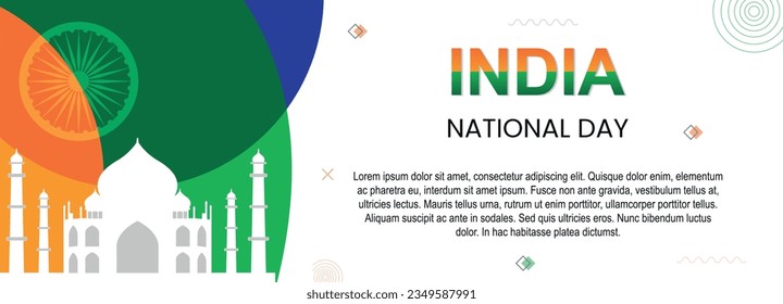 India national republic day banner, abstract background, flag color combination, suitable for nation independence celebrations and patriot festivals, geometric design, copy space for text