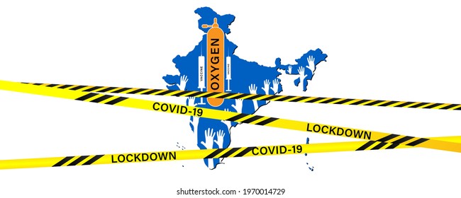 India needs oxygen concept. Oxygen crisis concept. Covid-19 second wave in India. Vaccine crisis or shortage in India