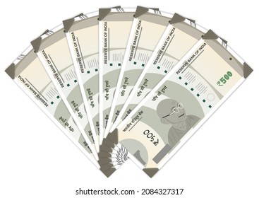  India new 500 rupee currency notes with white background 