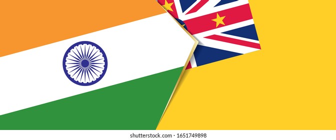 Banderas de India y Niue, dos banderas vectoriales símbolo de relación o confrontación.