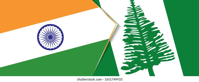 India and Norfolk Island flags, two vector flags symbol of relationship or confrontation.