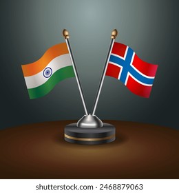 India and Norway table flags relation with gradient backgrund. Vector Illustration