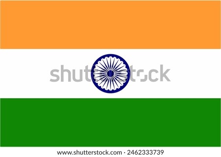 India official flag vector with standard size and proportion. National flag emblem with accurate size and colors.