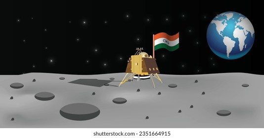 India on Moon Success Mission vector poster