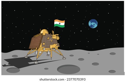 India on Moon Success Mission vector poster