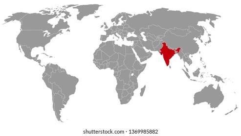 India on world map