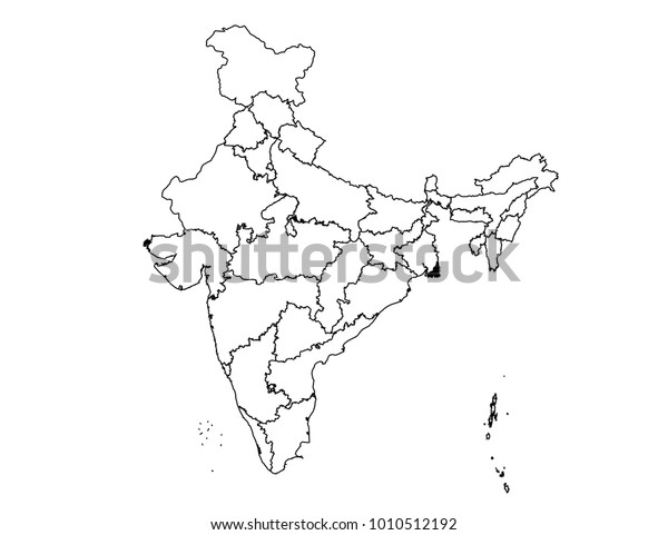 India Outline Map Detailed Isolated Vector Stock Vector (Royalty Free ...