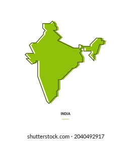 Indien Übersicht mit grüner Farbe. Modern Simple Line Cartoon Design - EPS10 Vector