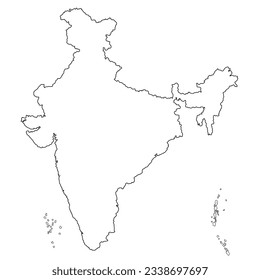 India: Mapa de esquema con imagen de isla demasiado vectorial