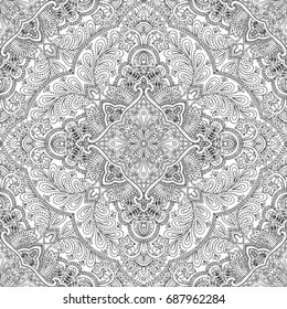 India paisley pattern, decorative textile, wrapping, pillow or kerchief decor. Boho style vector design.
