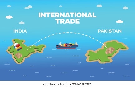 India and Pakistan international trade relation. Vector illustration design