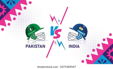 India and Pakistan match Illustration. IND vs PAK vector illustration for international cricket match tournaments. Pak vs Ind. Vector EPS format