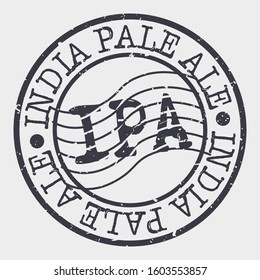 India Pale Ale Beer Stamp Postmark. Silhouette Postal Drink. Round Vector Icon. Vintage Beverages Design.