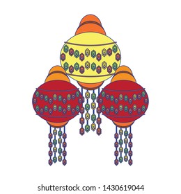 india paper lights lanterns isolated cartoon vector illustration graphic design