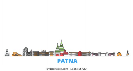 India, Patna line cityscape, flat vector. Travel city landmark, oultine illustration, line world icons