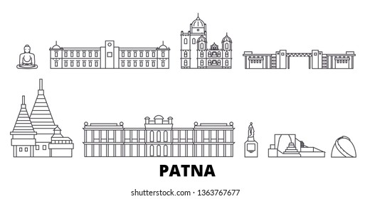 India, Patna line travel skyline set. India, Patna outline city vector illustration, symbol, travel sights, landmarks.