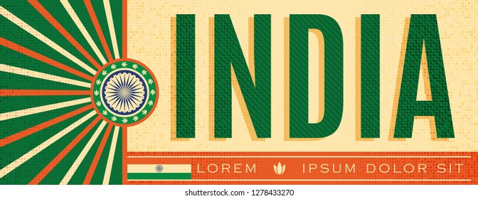 India Patriotic vintage Banner design, typographic vector illustration, Indian Flag colors