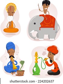 India people cartoon vector set