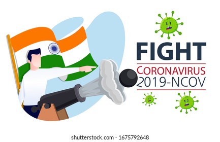 India people fight virus concept. corona viruses vaccine concept. end of 2019-ncov. don't be afraid of the corona virus concept.
