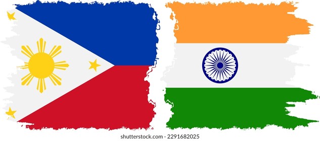 India and Philippines grunge flags connection, vector