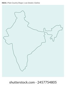 Mapa del país de India. Detalles bajos. Estilo de esquema. Forma de la India. Ilustración vectorial.