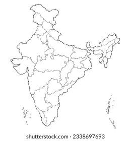 India Political Map With It's Island Too Vector Image