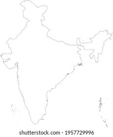 India Political Map Outline Vector