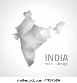 India polygonal grey triangle vector map