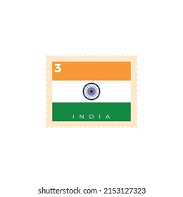 Indien Briefmarke. Indische Nationalflagge-Stempel. Stempel mit offizieller Länderflagge und Ländernamen Vektorgrafik