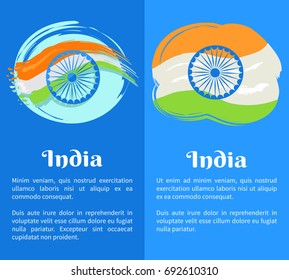 India posters with place for text, 15 August Indian Independence Day greeting vector poster in graphic design with colorful national flag on background