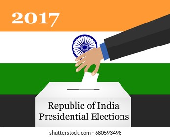 India Presidential Election 2017. Hand Putting Voting Paper in the Ballot Box