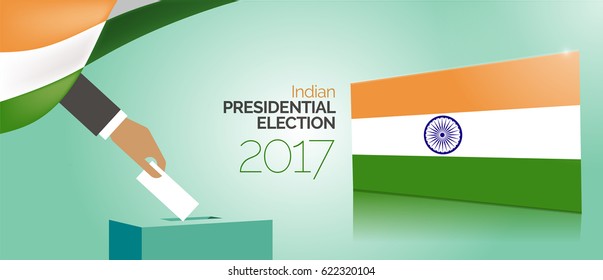 India Presidential elections 2017 voting box and flag