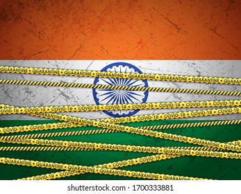 India in quarantine textured background. Vector illustration.