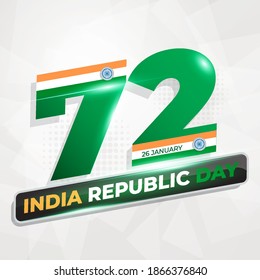 India Republic Day 26 January. 72 th Banner Or Background Template For 
Happy Republic Day Of India Celebration