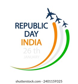 India republic day 26 january planes, vector art illustration.