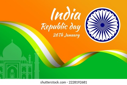 india republic day with 3d flag banner flyer ashoka wheel vector illustration for banner poster background wallpaper