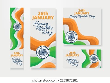 Resumen del Día de la República de India con diseño creativo de pancartas. 26 de enero.