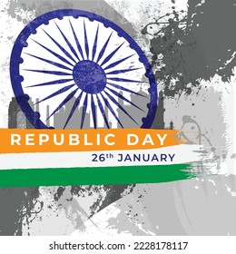 India Republic Day background using abstract paint with orange and green