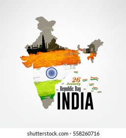 India Republic Day Celebration on January 26 , Indian national day Vector Illustration.