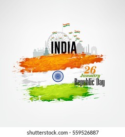 India Republic Day Celebration on January 26 , Indian national day Vector Illustration.