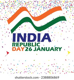India republic day concept, happy republic day text with flag