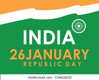 India Republic day concept with text 26 January. vector. 5k