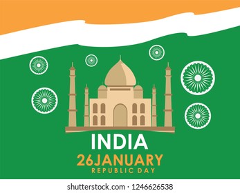 India Republic day concept with text 26 January. vector. 5k