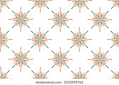 India Republic Day Firecracker seamless pattern. India Independence Day wrapping paper template design. Flat holiday vector illustration in color of india flag. EPS 10